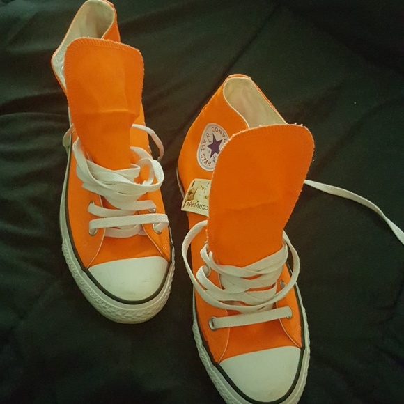 neon orange converse high tops
